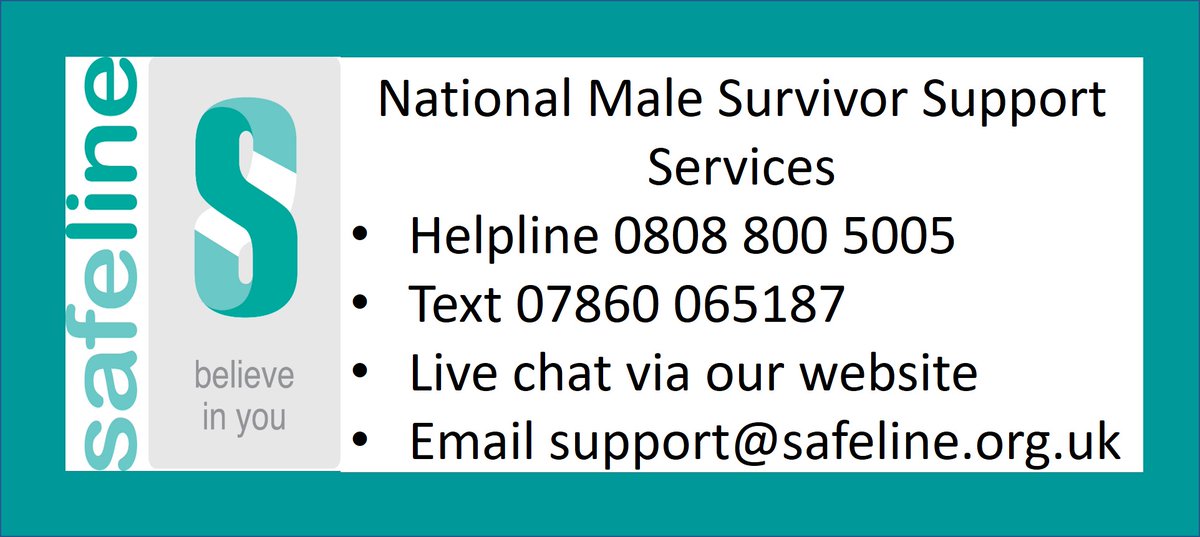 Our National #Male #Survivor #Helpline and #Online service is open today 9am-5pm for emotional #support advice &amp; information for #men &amp; #boys and those who support them dealing with #sexualabuse #rape #CSA living in #England &amp; #Wales #MenToo #BelieveInYou #FootballsDarkestSecret
