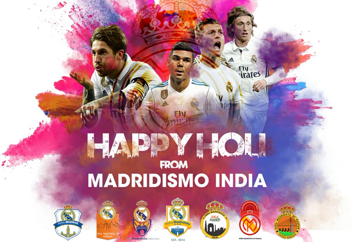 PenaMKerala's tweet photo. Happy Holi to all Madridistas from India 🎉 https://t.co/amI7vrRmHn