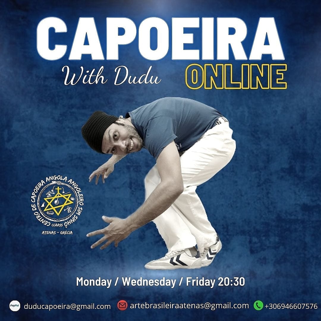 CapoeiragemGr's tweet photo. Come be part of our family Arte Brasileira Atenas
📍 Online Lessons ✡️
👉Capoeira Babies Wednesday (17:00-17:45)
👉Capoeira Kids Friday (18:00-18:45)
👉Samba Wednesday/Friday (19:00-20:00)
👉Sambatuke Monday (19:00-20:00)
👉Capoeira Adults Monday/Wednesday/Friday (20:30-21:30) https://t.co/cj9hTQnk8F