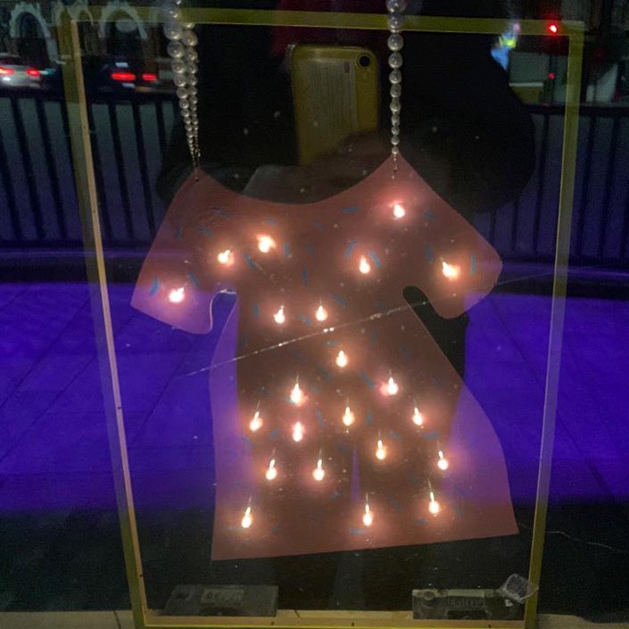 WildvisionC's tweet photo. Me Frock and Pearls will light the dark (2020) by John James Perangie can still be seen on our virtual tour of our LIGHT:space art trail. To access the virtual tour use the link in our bio. https://t.co/eXbNxbJDv3