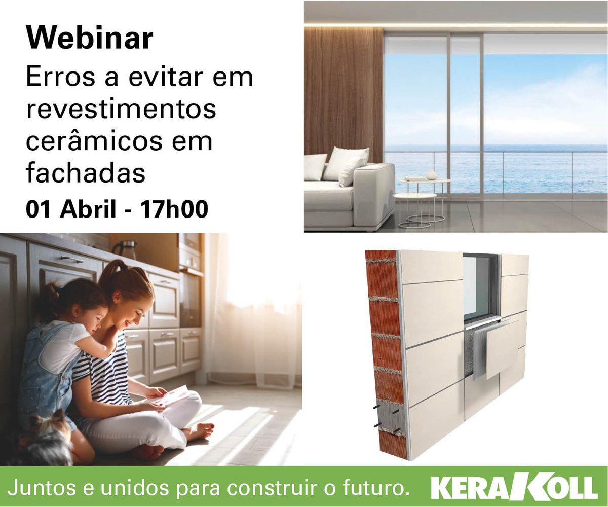Muitos dos fracassos na colocação de cerâmica devem-se a uma má definição do sistema cerâmico. 
Para saber mais, assista ao WEBINAR ERROS A EVITAR EM REVESTIMENTOS CERÂMICOS EM FACHADAS na  5.ª-feira, 01 de Abril pelas 17h00. 
Mais informação em kerakoll.com/pt-pt/eventos/

#kerakoll