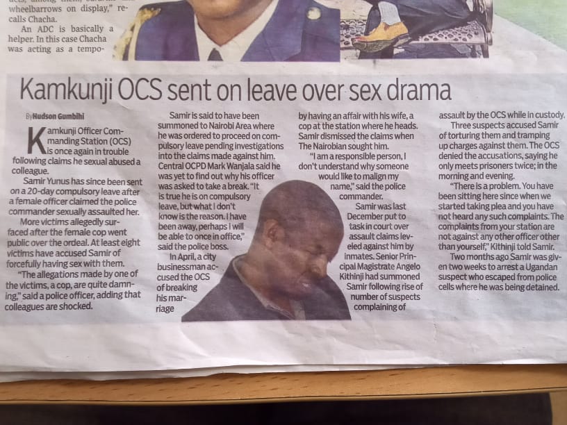 UhaiWetu's tweet photo. We here to #EngageTheIG on the rape cases involving Samir Yusuf, former Kamukunji OCS and the current OCS of Pangani police station...
We demand accountability for his actions and Justice for the victims who most are members of @NPSOfficial_KE 
@IG_NPS 
@ODPP_KE 
@DCI_Kenya https://t.co/qPYXoCQESH
