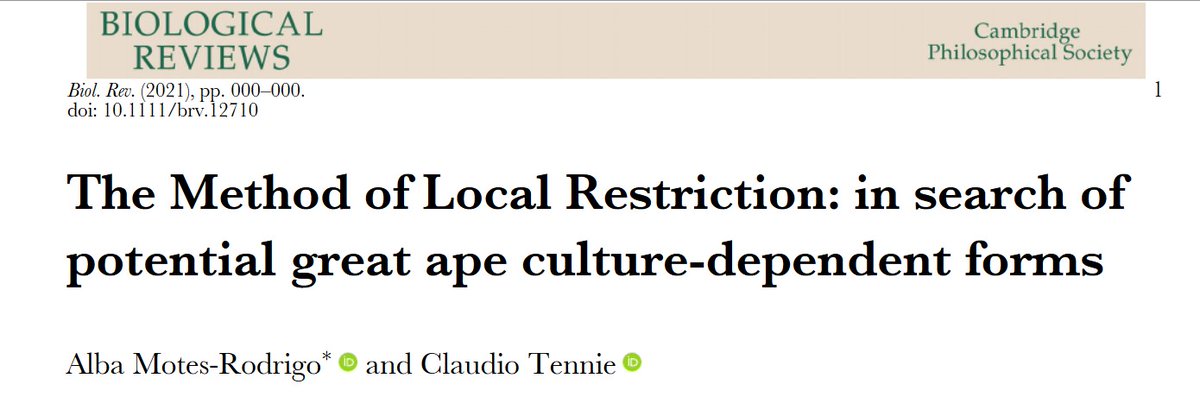 CTennie's tweet photo. Ape cultures exist, but they may well be of a different *type* as compared to human culture. 

Our new paper (with @AlbaMotes1, link below) tested this idea. How? We present &amp; apply a *new method* that aims to detect evidence for human types of culture. https://t.co/vpYvTKNVty https://t.co/Y60Xzf3esg