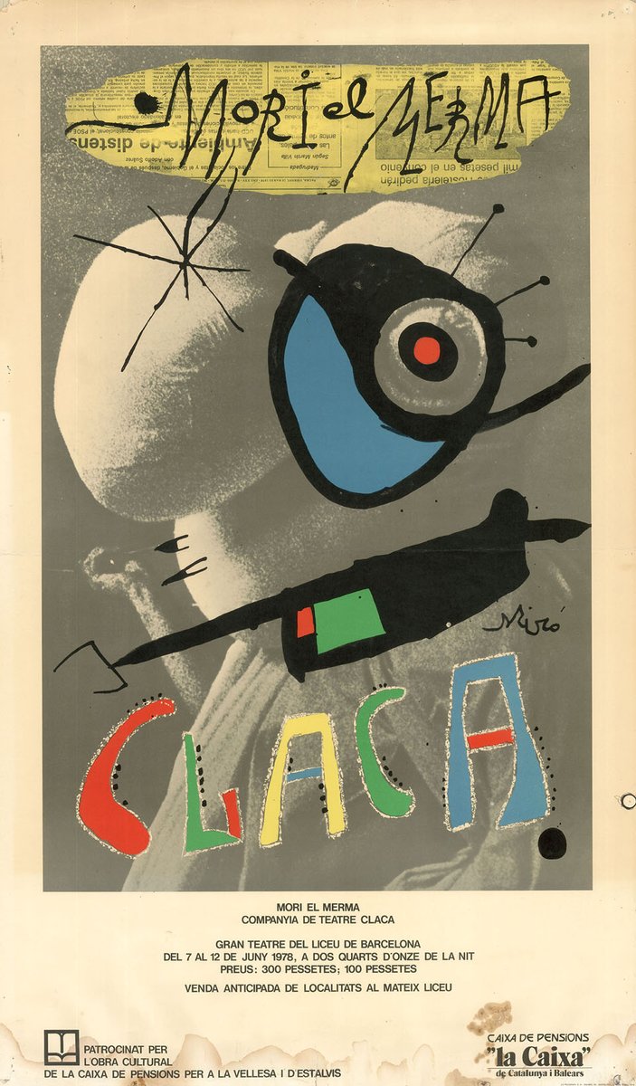 cdmae_it's tweet photo. Recollim el challenge de la @fundaciomiro i li tornem amb l'obra de cocreació de #MorielMerma, entre #JoanMiró i la companyia de teatre d'objectes #TeatreLaClaca, entrenada primer al @teatreprincipal de Mallorca i després al @Liceu_cat el 1978.

#InternationalTheatreDay https://t.co/jH6IOSWGyw