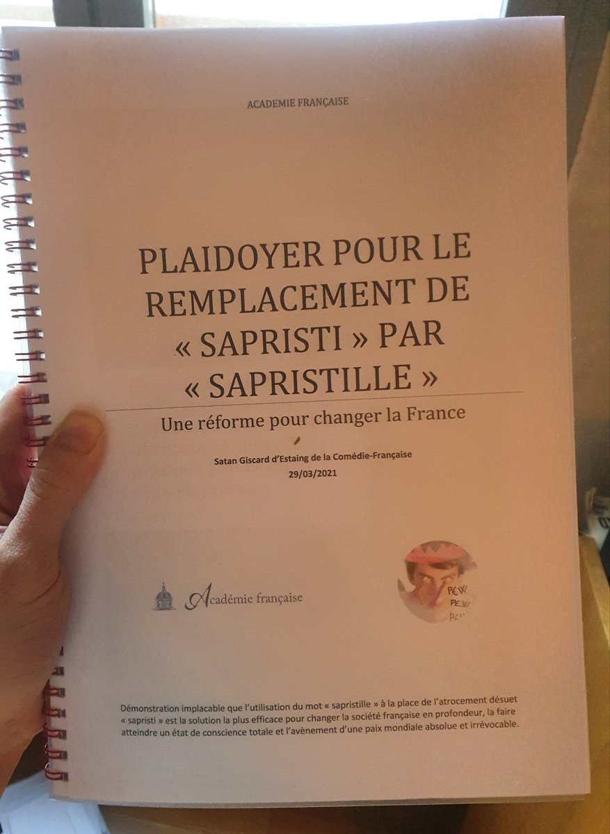 SATANgiscard's tweet image. Je me rends à l'Académie Française, où je présenterai ce rapport de 356 pages dans l'espoir d'enfin faire bouger les choses, on croise les doigts la team 🤞🤞