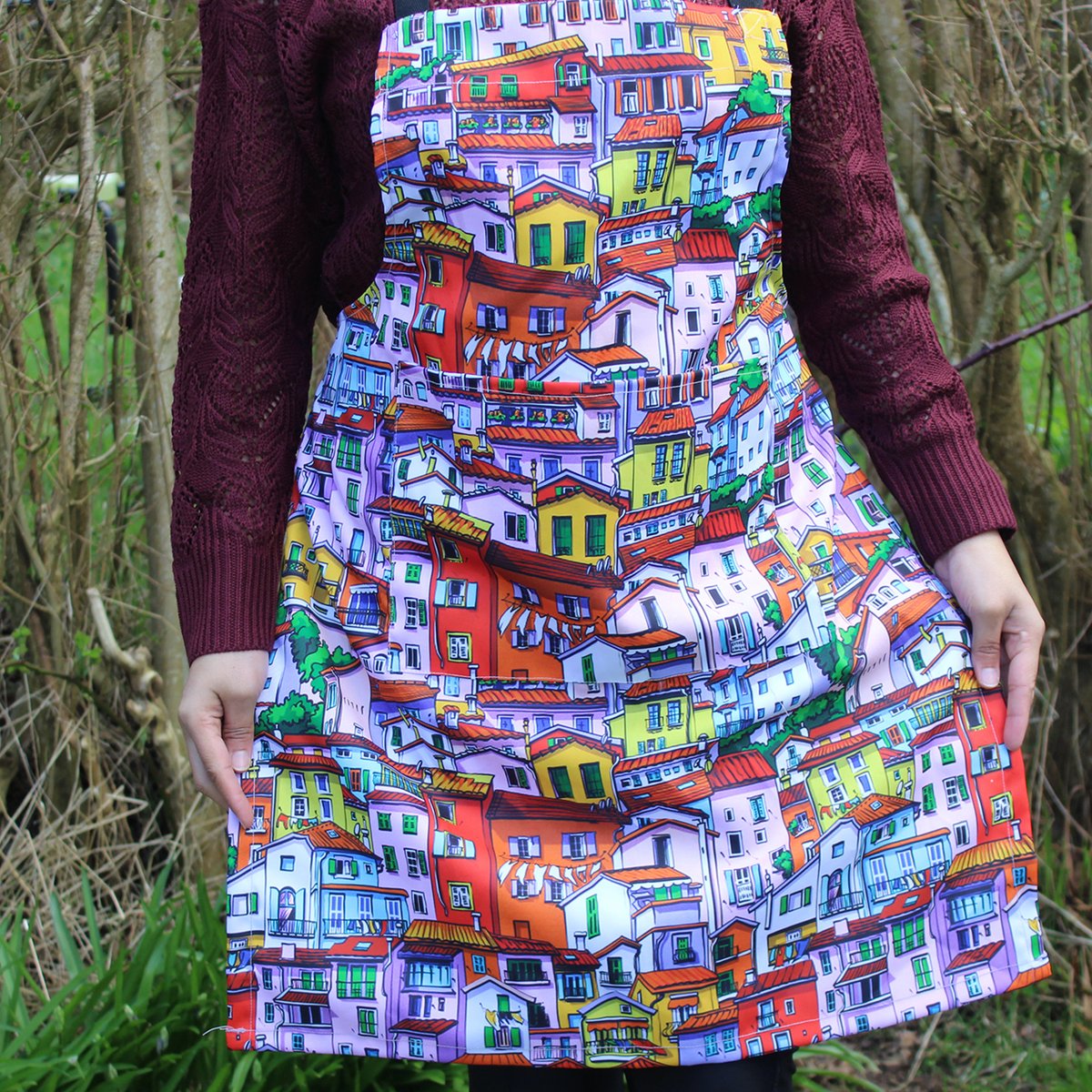 MAKHomeTextiles's tweet photo. Excited to share the latest addition to my #etsy shop: Bright cheerful Designer Apron , digital print, Hand drawn design by NylahMAK, design https://t.co/aFfFfnKWkr #polyester #ecofriendly #designer #handdrawn #querky #stylish #multicolour #colorful #houses https://t.co/y2b73aBjpD