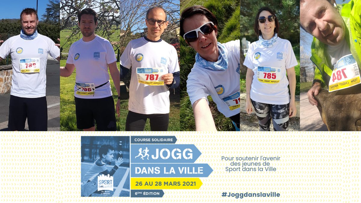 6 coureurs solidaires de <a href="/ca_centrest/">Crédit Agricole Centre-est</a> ont participé, ce WE, à la 6e édition de #Joggdanslaville version connectée cette année ! Un beau challenge alliant le défi sportif au soutien de l’avenir des jeunes, organisé par l'association <a href="/SDLV_Officiel/">Sport dans la Ville</a>. 🏃‍♀️🏃‍♂️👏 #HistoiresDeSolidarités