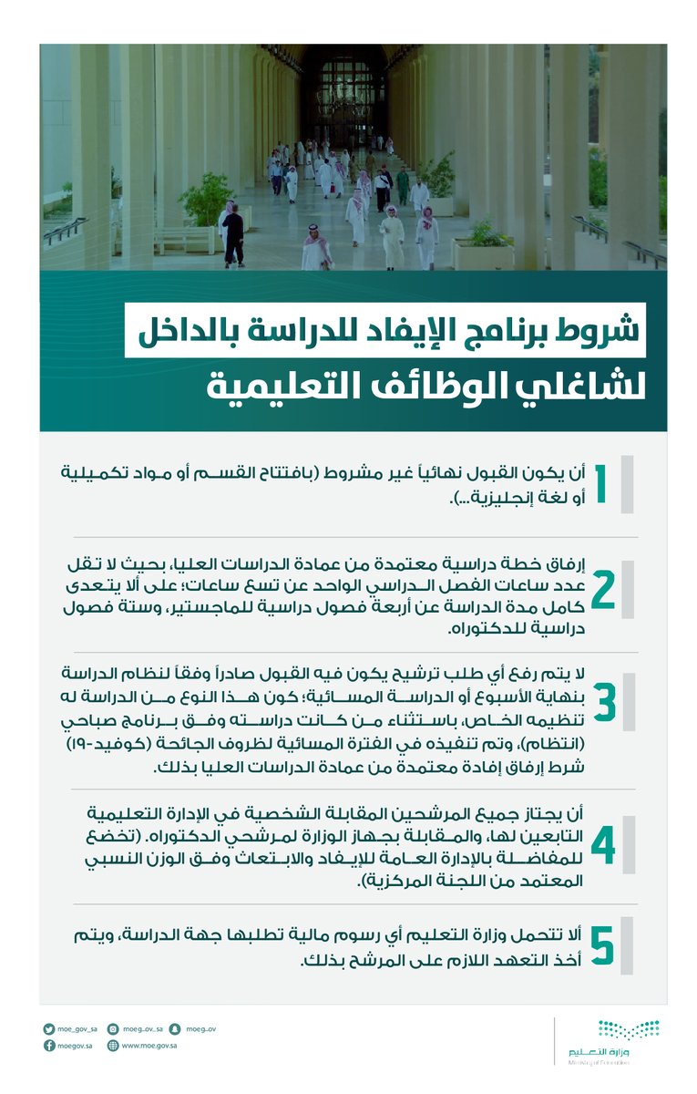 moe_gov_sa's tweet photo. #وزارة_التعليم تصدر خطتي الإيفاد والابتعاث لشاغلي الوظائف التعليمية.
https://t.co/4ADtR8YztE https://t.co/1X4YrhJMXh