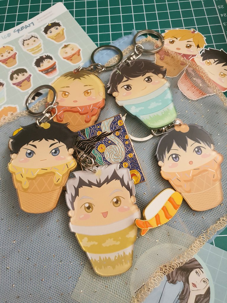 kiiouko's tweet photo. 💫 SHOP UPDATE! 
haloo, ada limited ready stock untuk keychains &amp; stickers hq pipi tumpah loh!!
keychain sisa tobio, kenma, bokuto, akaashi, oikawa ✨

click untuk beli ♡ https://t.co/4KnHEbclKi https://t.co/8J6ybEopid