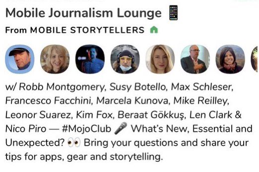 videojournalist's tweet photo. Join great #MOJO conversations with an international panel of pros - #MojoChat every Wednesday in the Mobile Journalism Lounge. 
Brought to you by @MobileMost - the Mobile Storytellers community.

https://t.co/RjZx9kHq8s https://t.co/zF2w72jE57
