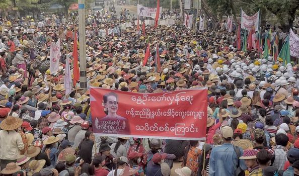 TostevinM's tweet photo. Some of the anti-coup protests around Myanmar today despite the bloodiest day of killing so far by junta forces at the weekend. Pictures @Myanmar_Now_Eng @IrrawaddyNews #WhatsHappeningInMyanmar https://t.co/CKIBNSV65t