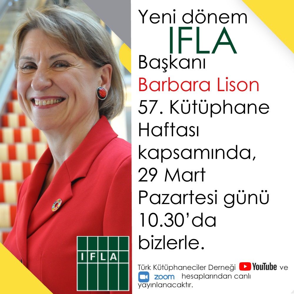 İFLA Yeni Dönem Seçilmiş Başkanı Barbara Lison'un konuşmasını aşağıdaki linkten dinleyebilirsiniz.
youtube.com/watch?v=qkR0Tm…