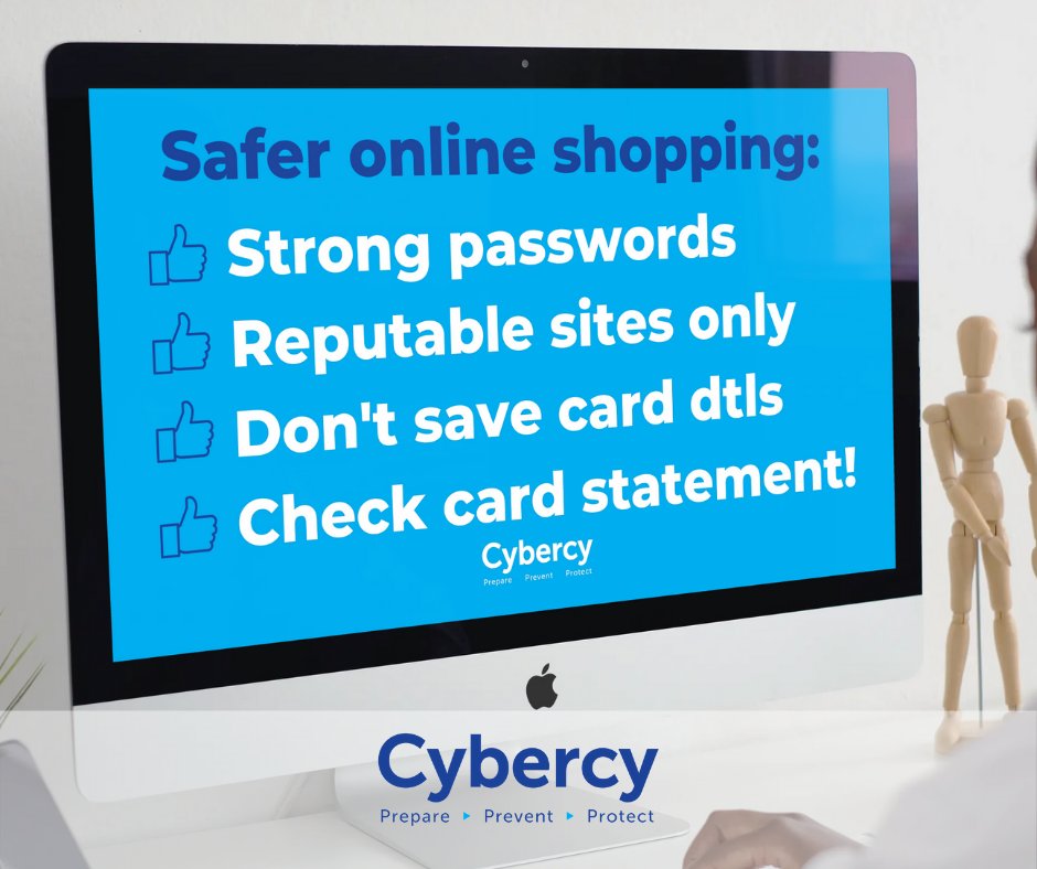 Cybercy_'s tweet photo. How security-conscious are you when online shopping?  🤔👇 Here are 4 things you can do (or not do!) every time you shop online that will improve your safety...

Stay Safe online... Remember - Prepare, Prevent, Protect.

#cybersecurity  #Cybercy #datasecurity #staysafeonline https://t.co/9oejfBobGp