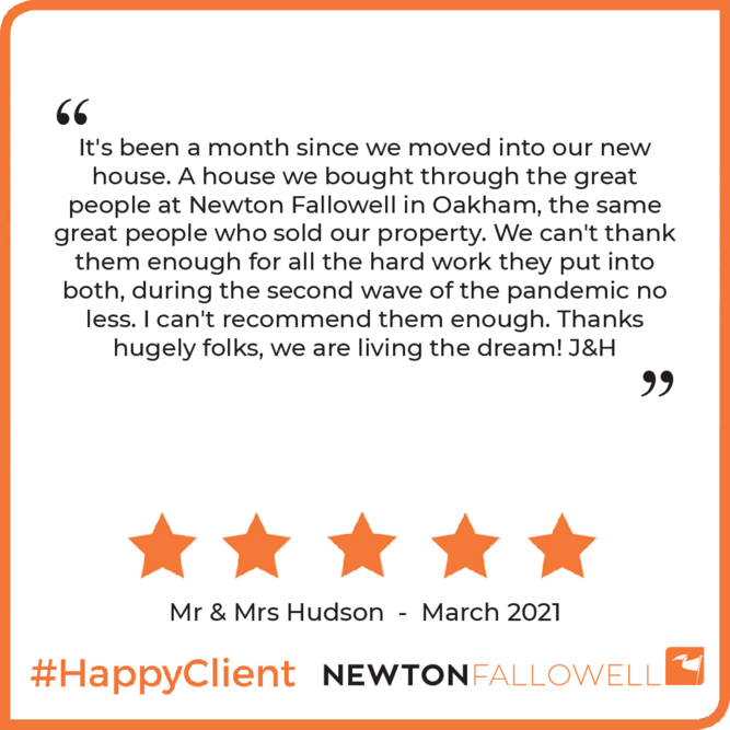 Newton Fallowell Oakham (@nfoakham) on Twitter photo βββββ
No better way to start a Monday Morning than reading reviews from #HappyClients over the weekend...
Here's our favourite from the weekend from Mr & Mrs Hudson who have recently sold there home of 26 years through!
#HappyClient #NewtonFallowell βββββ
No better way to start a Monday Morning than reading reviews from #HappyClients over the weekend...
Here's our favourite from the weekend from Mr & Mrs Hudson who have recently sold there home of 26 years through!
#HappyClient #NewtonFallowell