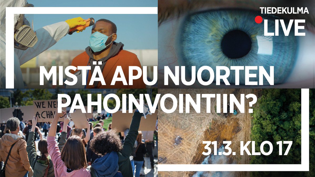 Ke 31.3. #TiedekulmaLivessä tarjolla asiantuntevaa puhetta nuorten mielenterveydestä. Keskustelemassa @AnnaKeski ja <a href="/SiljaKosola/">Silja Kosola ☮️🇺🇦</a>, tuoreesta #Nuorisobarometri'sta kertoo etänä Tomi Kiilakoski (<a href="/Nuorisotutkimus/">Nuorisotutkimusseura</a>). Juontajana <a href="/siltamaeki/">Tuija Siltamäki</a> (<a href="/Ylioppilaslehti/">Ylioppilaslehti</a>).
 www2.helsinki.fi/fi/tiedekulma/…