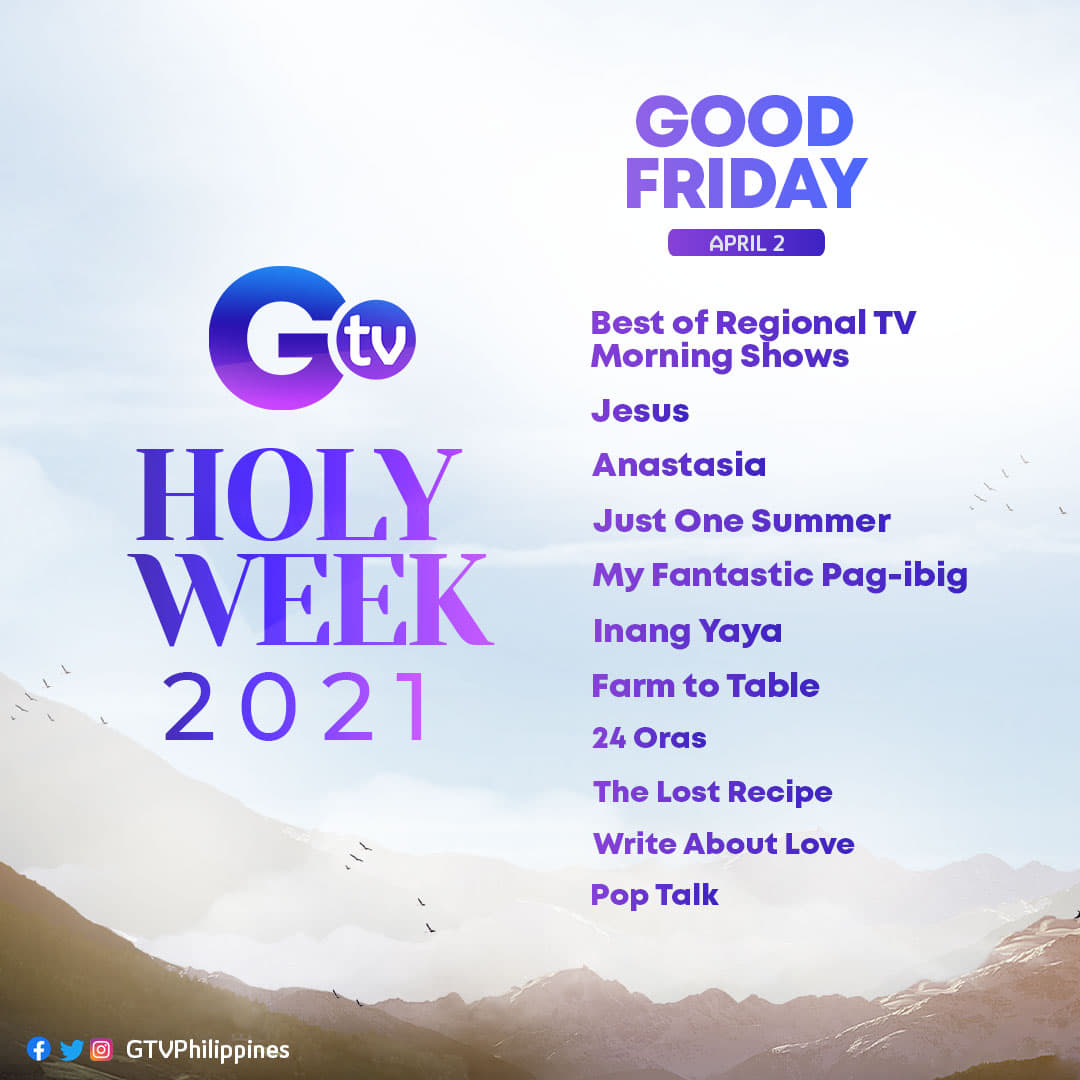 gtvphilippines's tweet photo. Here are our special programs on GTV this Holy Week 2021. https://t.co/wGzwtcor8R