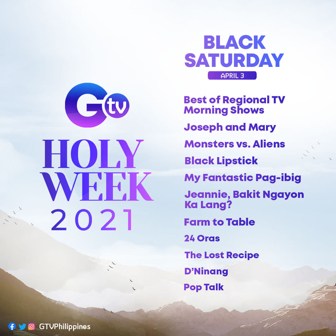 gtvphilippines's tweet photo. Here are our special programs on GTV this Holy Week 2021. https://t.co/wGzwtcor8R