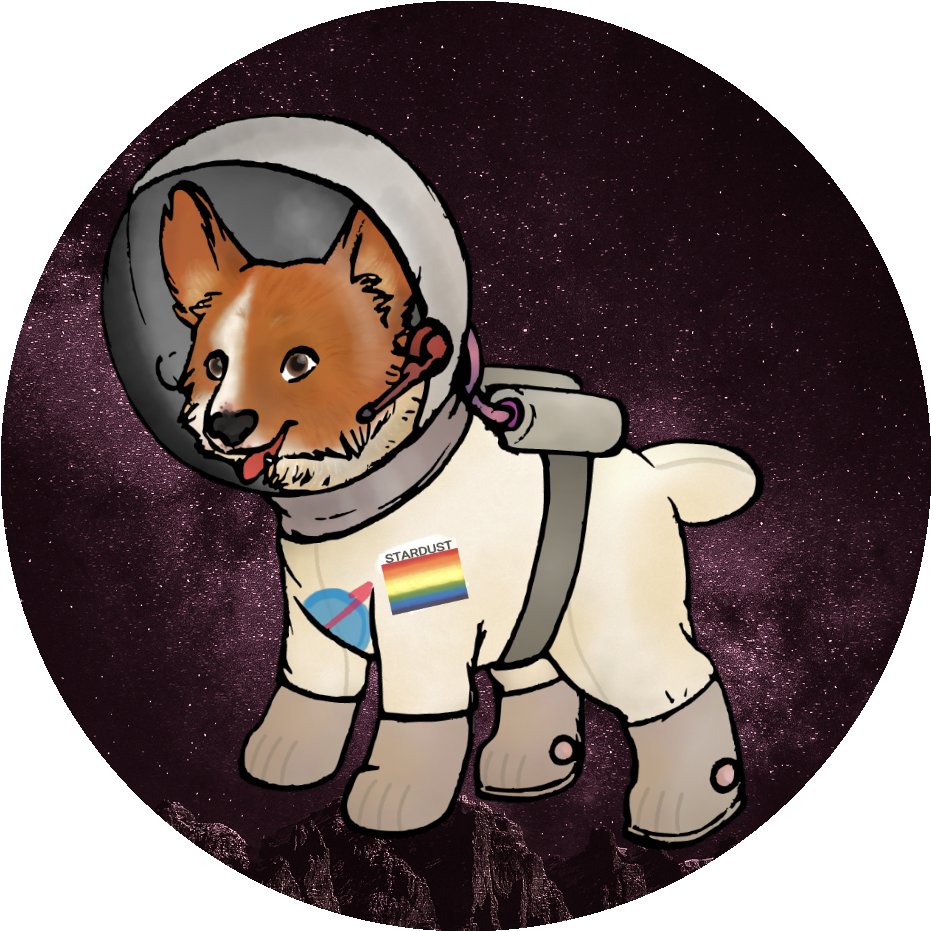 I drew my dog Bowie Stardust as an astronaut.  Stickers are available for $3 each from my Etsy shop!  
etsy.com/shop/Narcissus…  

#art #digitalart #cuteart #corgi #corgiart #fantasyart #bowiestardust #artprints #artstickers #stickers