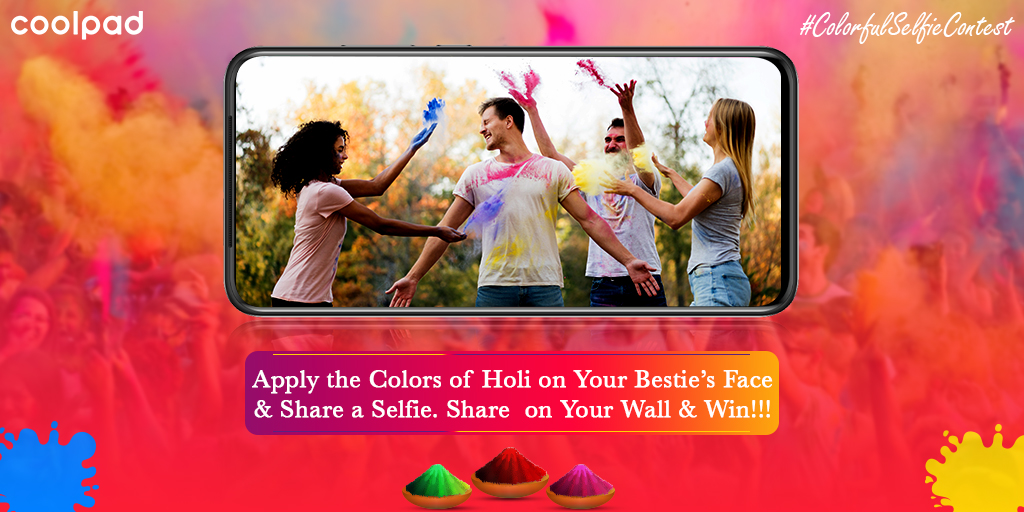 #ColorfulSelfie #Contest #Earbuds #Music #CoolForLife 
Hope you are enjoying with family and friends. Here is chance to win big on the festival on Holi. Post your selfies in the comment box &amp; celebrate #Holi with #Coolpad.