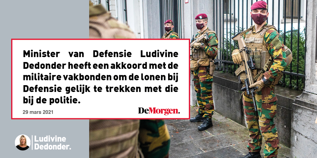 DedonderLudivin's tweet photo. ✅ Un accord a été conclu avec les syndicats afin d'aligner les salaires des militaires sur ceux de la police. Mon objectif pour cette législature est de recapitaliser dans le domaine du personnel. People Our Priority. #POP #Objectif10000 https://t.co/7wNxNzyMwD