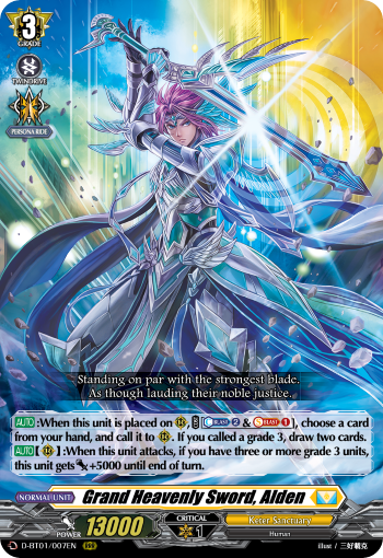 cfvanguard_en's tweet photo. Readying his finishing move 🔪

Today's featured card is Grand Heavenly Sword, Alden from Booster Pack 01: Genesis of the Five Greats! On sale from May 21st!

Find out more: https://t.co/wu7PzlSL9N https://t.co/dOczywLMEE