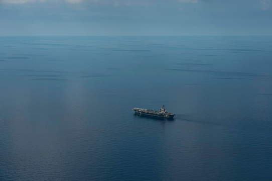 TheCVN69's tweet photo. Pictured here is 4.5 acres of bad-guy butt kicking Aircraft Carrier. Deployed forward we are providing leaders with quick response options for nearly any challenge - from confronting rivals to helping local populations recover from natural disasters. #WeLikeIKE https://t.co/5Yo4ZtUvC6