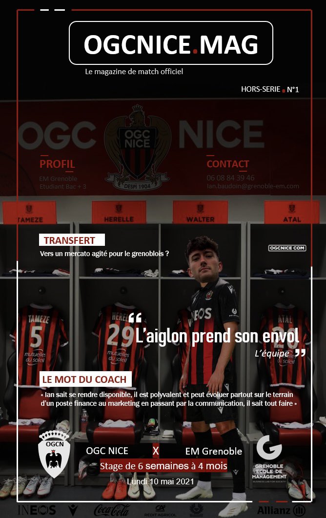 ian_baudoin's tweet photo. @ogcnice voilà mon CV façon magazine de match, si Twitter pouvait m’aider à réaliser un rêve d’enfant 🦅      #OGCNice #Nice #CV #Stage #OGCN https://t.co/lRJlxetC6o