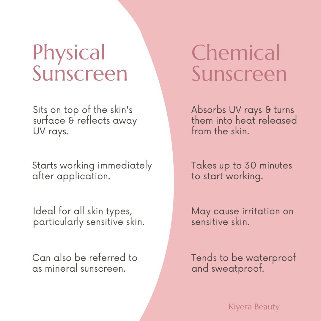 kiyerabeauty's tweet photo. #PhysicalSunscreen vs #ChemicalSunscreen
Which one do you prefer π
Comment below β¬
.
Share & retweet this cheat sheet π
.
.
#sunprotectionproducts #sunprotection101 #SPF101 #SPFisyourbff #twitterskincare #skincaretips #skincareguide #2021skincaretrends https://t.co/8LC51FbUBA