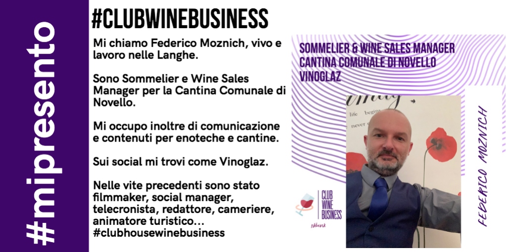 ClubWineBusine2's tweet photo. #MiPresento 

Club Wine Business è la prima rete di professionisti e imprese nata su #Clubhouse del #winebusiness. Ogni giorno presenteremo i professionisti che hanno aderito al progetto #staytuned #project 
Oggi conosciamo @FedericoMoznich 
@RominaSodano @ClarettaBlu https://t.co/Cuz9QzZslE