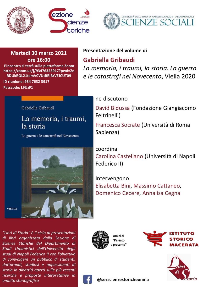 'La memoria, i traumi, la storia. La guerra e le catastrofi nel Novecento'. Nuovo appuntamento del ciclo di incontri "Libri di Storia" il 30/03/2021 alle 16 unina.it/-/25353308-la-…