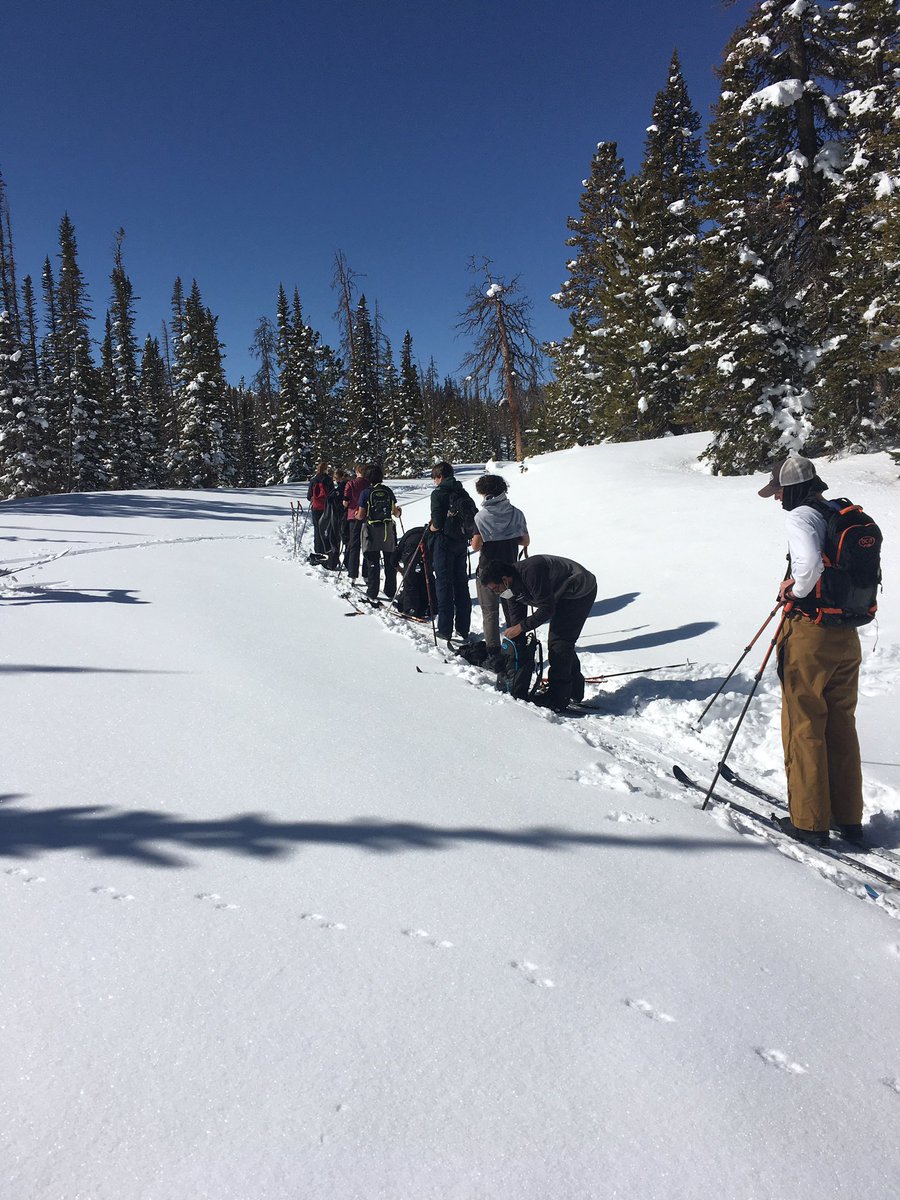 CSSWildSurvival's tweet photo. Ski school! Our crew lines up to learn some details about avalanche safety! https://t.co/4U5xVouMi0