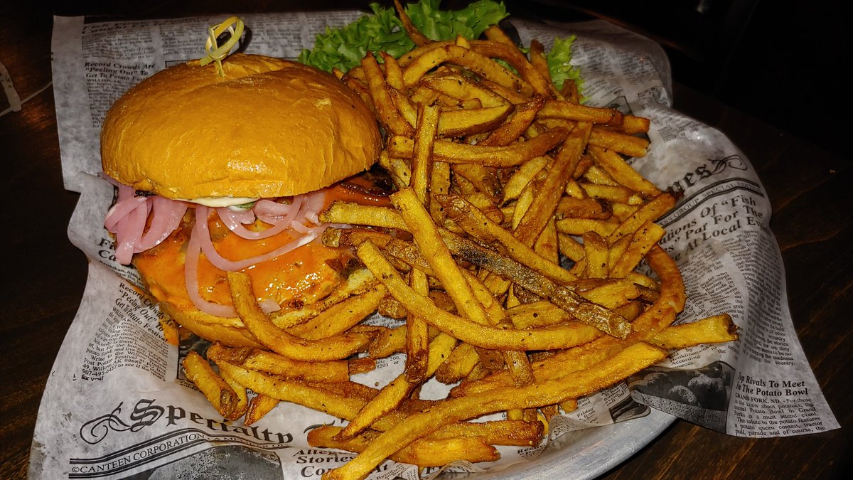 AdamLadwig's tweet photo. In the land of the Juicy Lucy, the best is in Lakes Country. The Rusty Nail in Battle Lake WON the @WarmingHouseMPR Great MN Burger Bracket. 

I had their fireball burger a few weeks ago. I thought it was worthy of the honor.

https://t.co/LgLllOW4ER https://t.co/xBN94snoEO