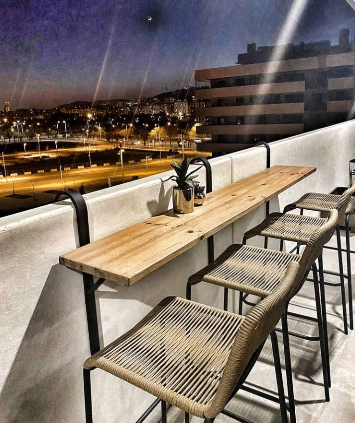 Barcelona City Terrace Bar &amp; Stools-  Rustic &amp; Industrial style.

What are you guys thinking about this creation?

#mbwoodworkcreations #handmadefurniture #Recycle4Nature