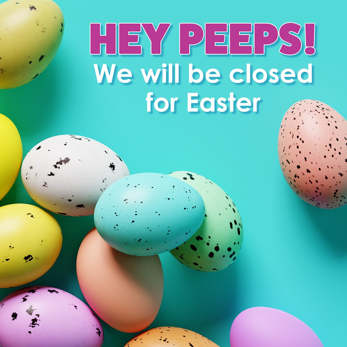 saftswim's tweet photo. Hey Peeps! Please be aware we will be closed Sunday, in observance of Easter.

#SafTSwim #Easter https://t.co/zC7d9fZDdL