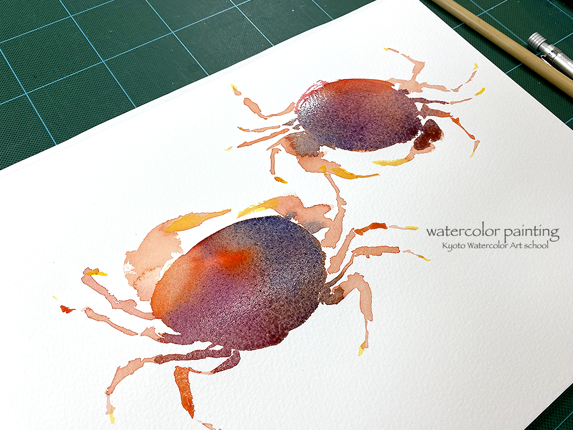 「サワガニ。下絵なしで一発描き。絶対濁らせないようにと。#Watercolor #」|わへい水彩画@京都水彩画塾塾長のイラスト
