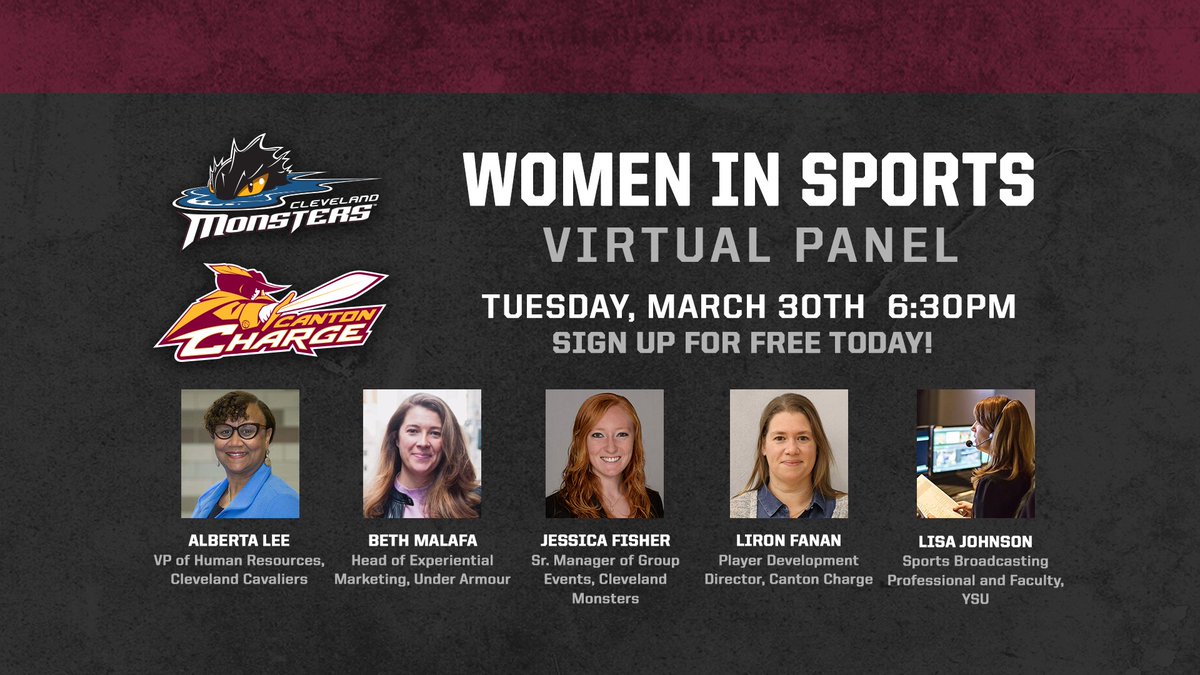 ChargeCLE's tweet photo. The Women in Sports panel is TOMORROW! 
Sign up: https://t.co/TcffNZZ44p

#WeAreCanton #WomensHistoryMonth https://t.co/zG3wK5gVez