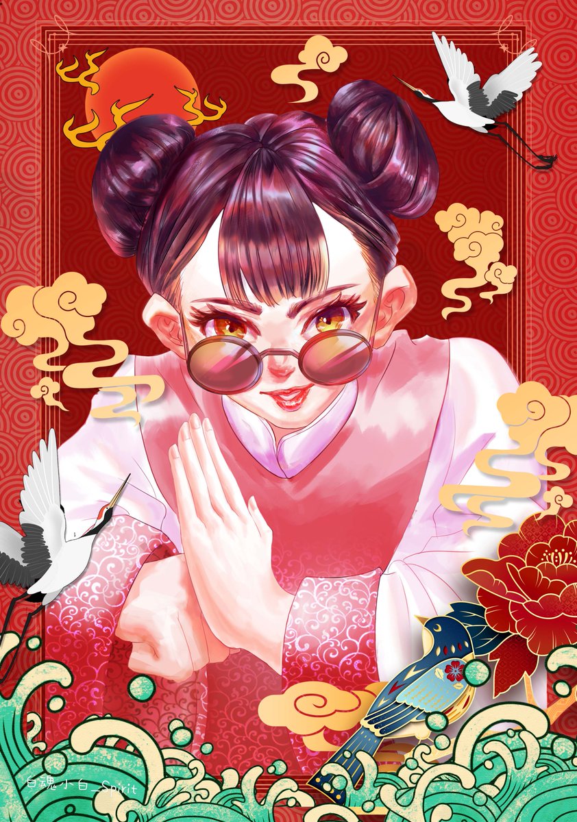 白魂 祝各位学生新的一年 学业有成 前程似锦 原创国潮二次元少女插画创作 私はすべての学生が彼らの研究と明るい未来で成功した新年を願っています 国の潮の女の子の2番目の要素のオリジナルのイラストを作成する 插画 二次元画像