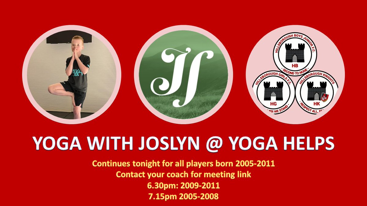 Hillsborough boys (@hbjfc) on Twitter photo 🔴⚫ Yoga Mondays 🔴⚫
Yoga sessions with Joslyn <a href="/yogahelps/">Joslyn Stella</a> continue
tonight for all club players born 2005-2011. Players
should bring a football to tonight's session.
For meeting link please contact your club coach.
#secondtonone #yoga #yogahelps 🔴⚫ Yoga Mondays 🔴⚫
Yoga sessions with Joslyn <a href="/yogahelps/">Joslyn Stella</a> continue
tonight for all club players born 2005-2011. Players
should bring a football to tonight's session.
For meeting link please contact your club coach.
#secondtonone #yoga #yogahelps