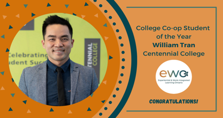 EWOcoop's tweet photo. Congrats to William Tran, @CentennialEDU grad/Supply Chain & Operations Management program! He worked on innovate reporting methods at his Logistics co-op at TJX Canada supporting their digital transformation. Read his bio> https://t.co/y0DrfWUHrB #EWO2021 #InnovativeCoop https://t.co/rnK1G72lAS