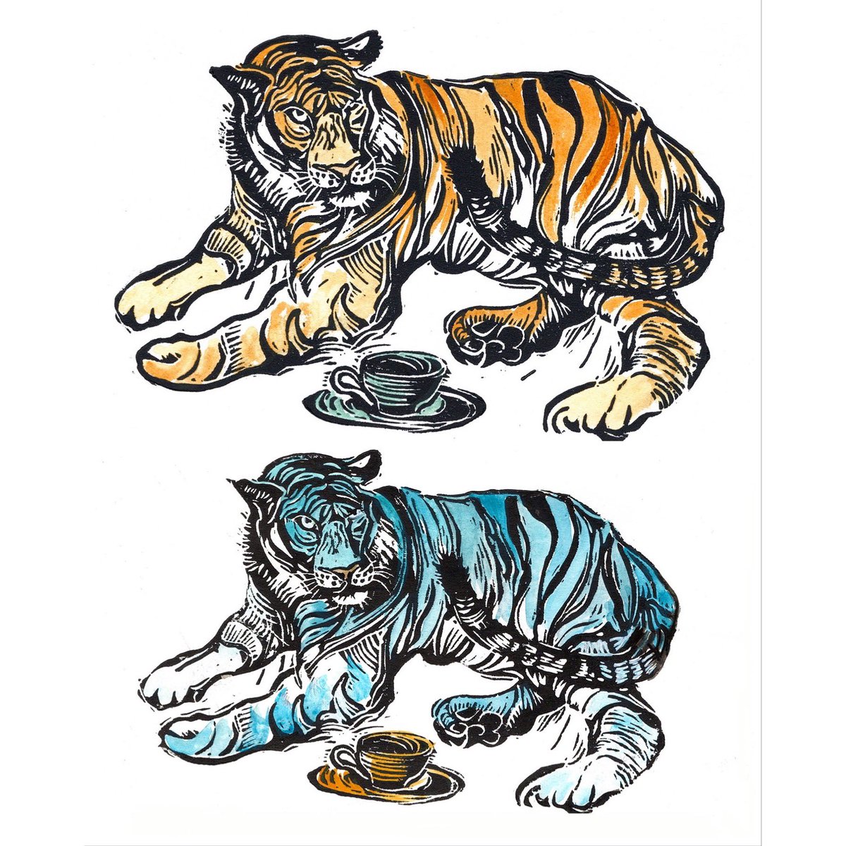 RachelcwArt's tweet photo. I couldn’t decide what colour a Bengal tiger might look best in, but they do prefer tea over coffee. True fact*
B is for Bengal Tiger #AnimalAlphabets
@AnimalAlphabets #creativewithline
*may not be true https://t.co/FAlEXoHUVO