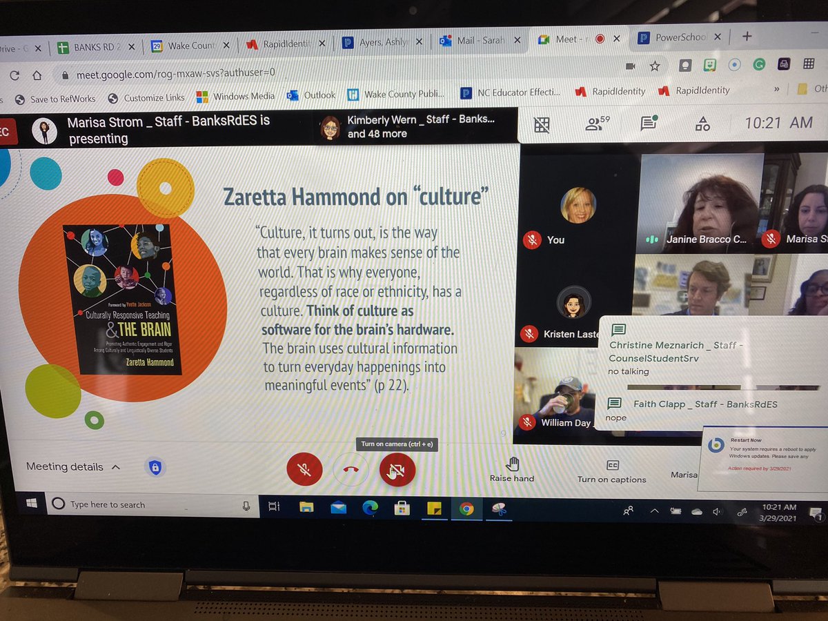 BanksRoadES's tweet image. The Banks Road equity team did an amazing job presenting PD on Zaretta Hammond’s Culturally Responsive Teaching #everystudenteveryday