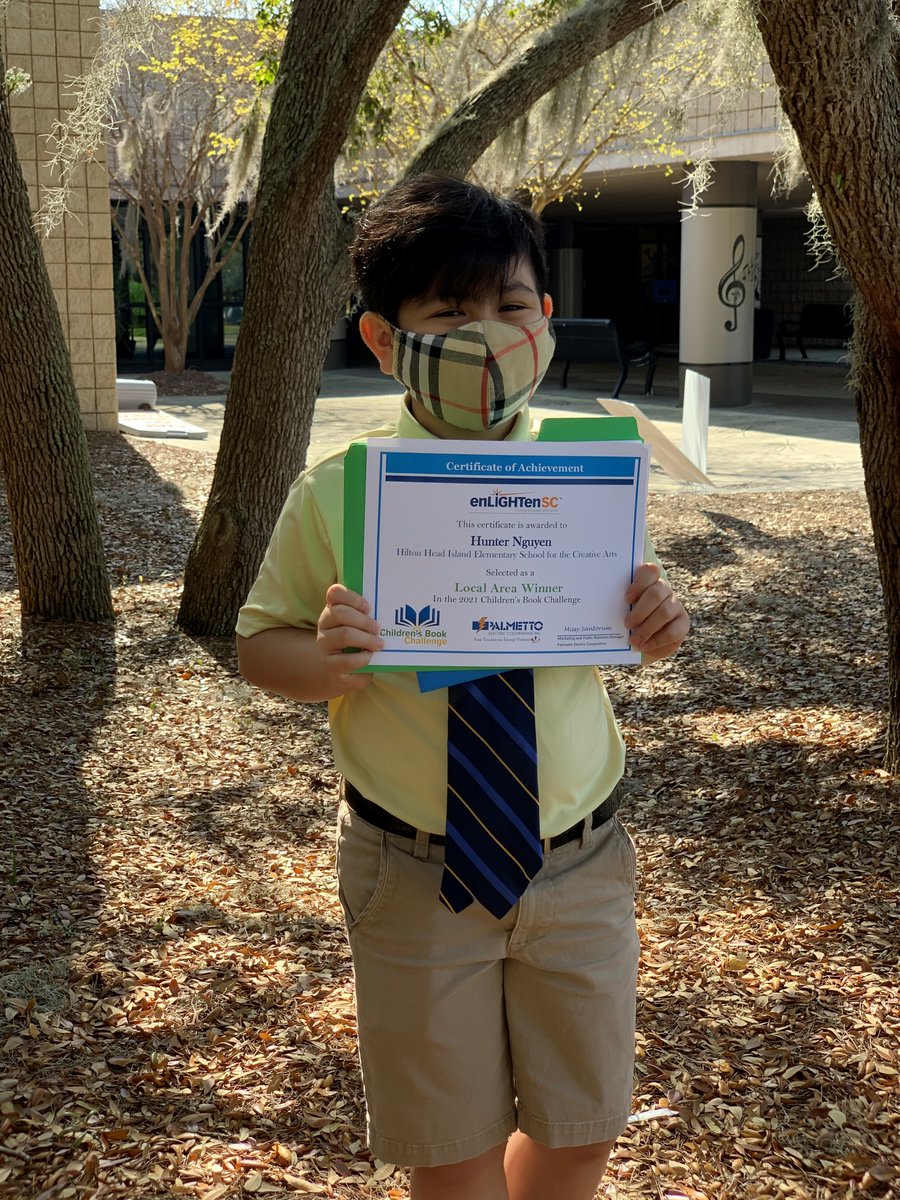 PalmettoCoop's tweet photo. Congratulations to Hunter Nguyen from Hilton Head Island Elementary School for the Creative Arts for being selected as Palmetto Electric's local winner in the 2020/2021 EnLIGHTenSC Children's Book Challenge.  #commitmenttocommunity #commitmenttoeducation https://t.co/SDukEnc8oF