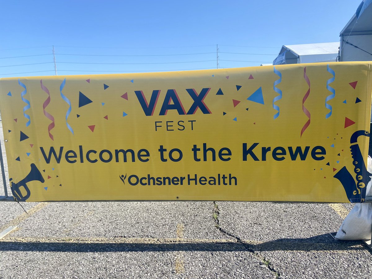 OchsnerHealth's tweet photo. It’s a beautiful day for #VaxFest, New Orleans! We’re here at the Shrine on Airline from 10 a.m. Monday, March 29 all the way through 10 a.m. Tuesday, March 30! Those coming to get their COVID-19 vaccines can enjoy live entertainment from Amanda Shaw, (more) https://t.co/NVgt27tkYe