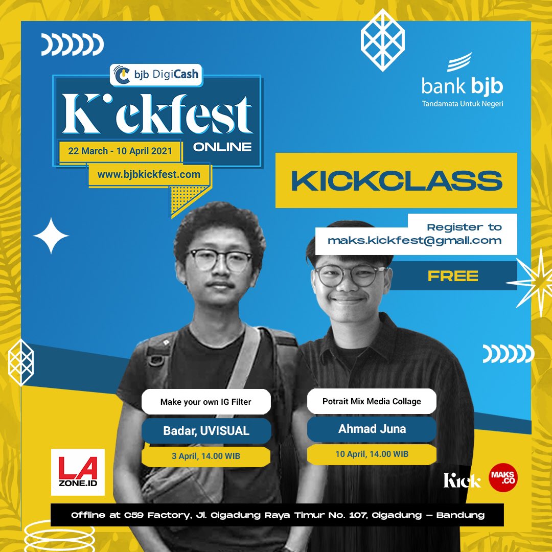 ikuti juga KICKCLASS gratis setiap hari Sabtu bersama @uvisual_id dan AAMS. Kirim email ke maks.kickfest@gmail.com sekarang!