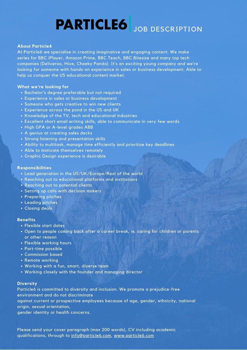 Happy Monday <a href="/Particle6P/">Particle6 Productions</a> is hiring! #businessdevelopment #Sales