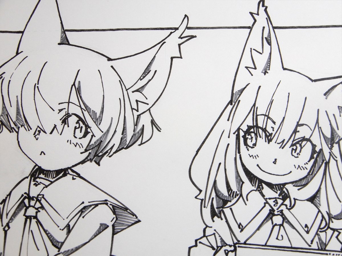 キャラ線画。病院の待ち時間に描いたのは多分ここまで。 