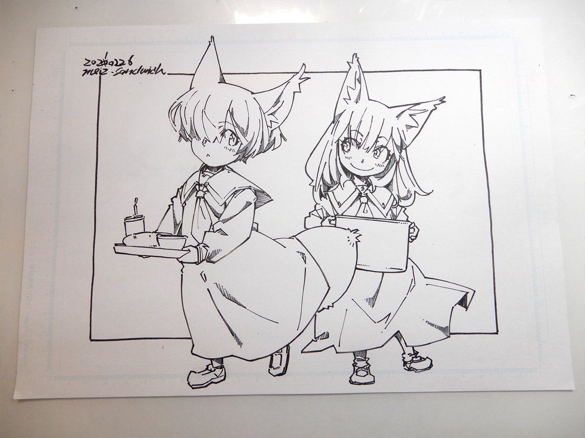 キャラ線画。病院の待ち時間に描いたのは多分ここまで。 