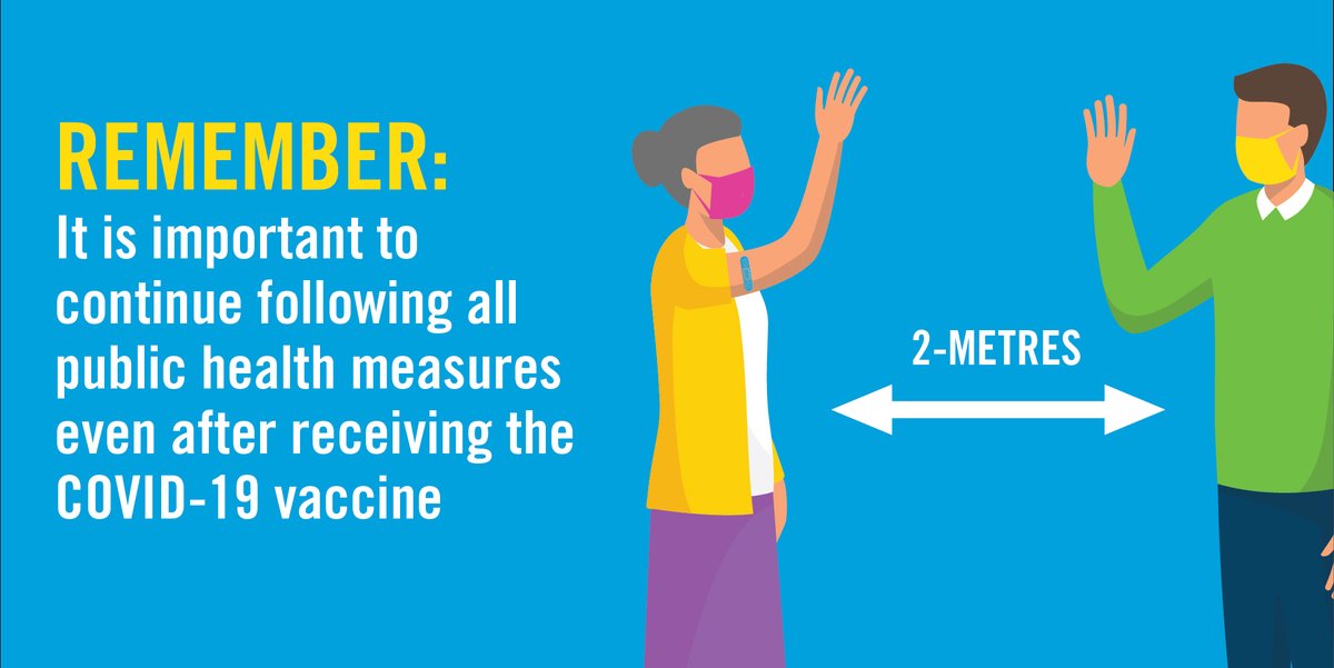 YorkRegionGovt's tweet photo. It's important that we continue to follow all public health measures even after receiving the #COVID19 vaccine. This is the best advice to follow until we learn more about the protection provided by the vaccine &amp; as more people are vaccinated. Learn more: https://t.co/jEfocnvHbo https://t.co/y30dUOJoFc