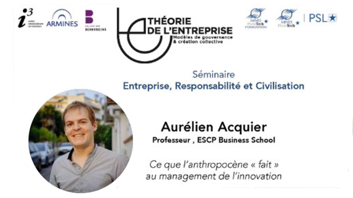Mines Paris - PSL (@mines_paris) on Twitter photo #SaveTheDate Séminaire "Entreprise, Responsabilité et Civilisation" de la Chaire Théorie de l’Entreprise : "Ce que l'anthropocène « fait » au management de l'innovation " avec Aurélien Acquier <a href="/aacquier/">Aurélien Acquier</a>
📅 7 avril 2021 : buff.ly/3m3f0wL #SaveTheDate Séminaire "Entreprise, Responsabilité et Civilisation" de la Chaire Théorie de l’Entreprise : "Ce que l'anthropocène « fait » au management de l'innovation " avec Aurélien Acquier <a href="/aacquier/">Aurélien Acquier</a>
📅 7 avril 2021 : buff.ly/3m3f0wL